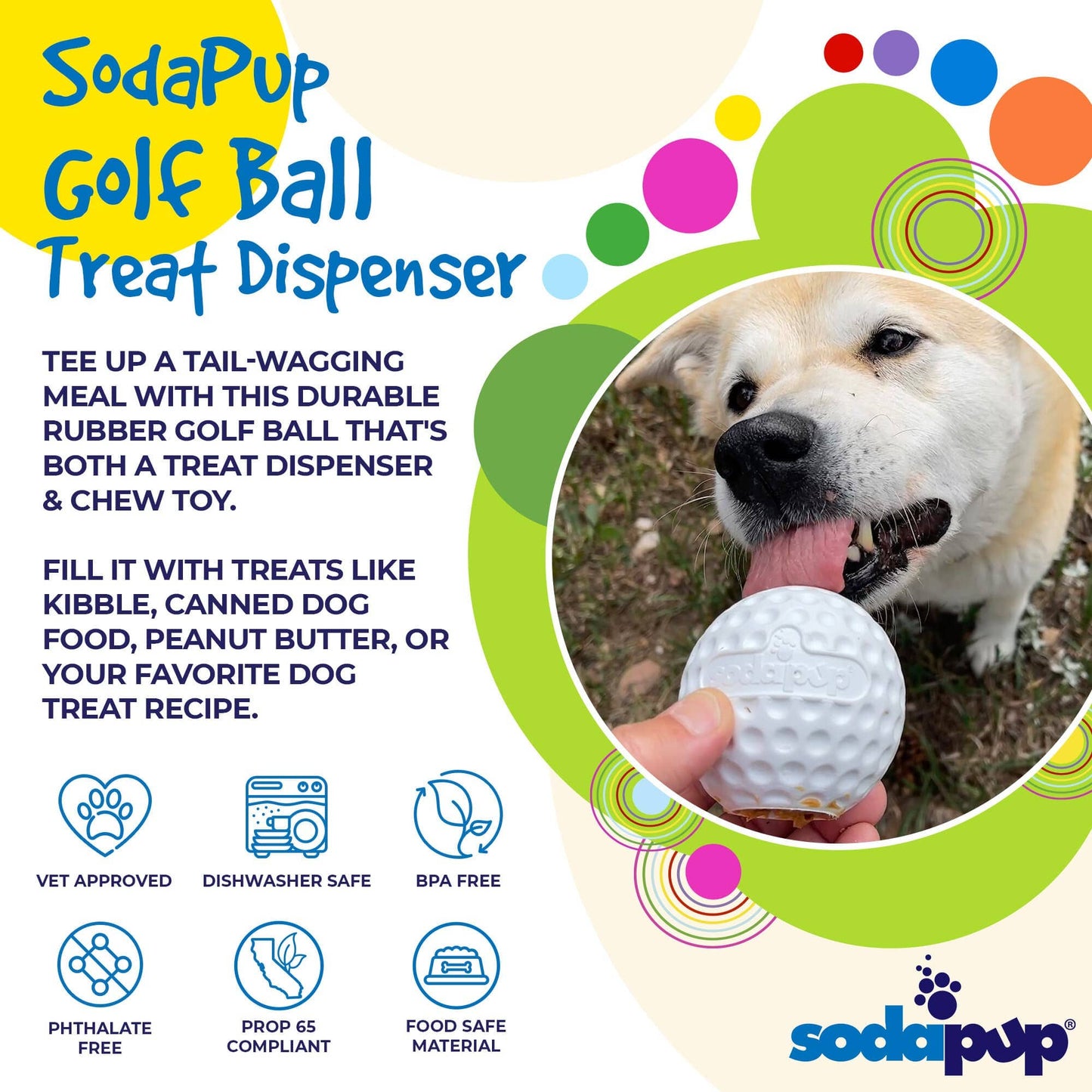 Golf Ball Rubber Treat Dispenser & Enrichment Toy